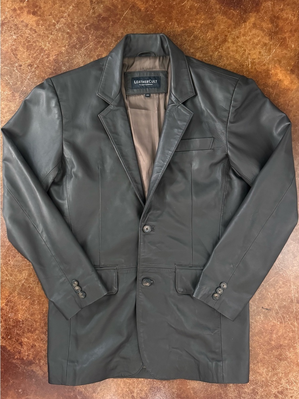 LeatherCult Napa Leather Blazer 36R Dark Brown Soft Leather Sport Coat EUC